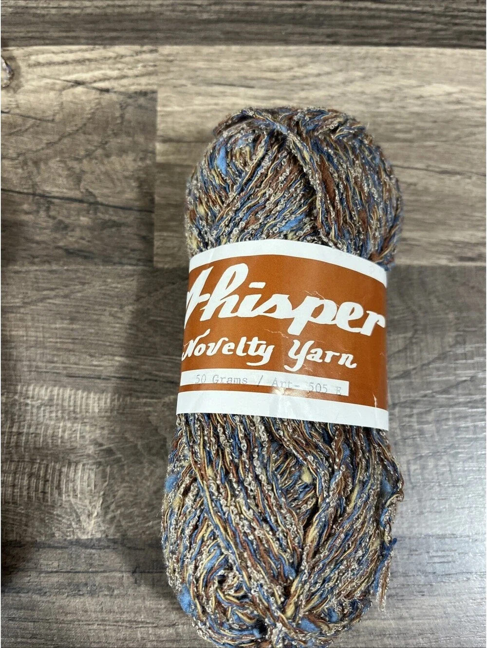 “Whisper” Novelty Yarn Lot of 11 Skeins Cream/Rust/Blue Wool Polyamid Acrylic